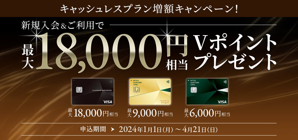 最大18,000円相当がもらえる三井住友カードの種類とキャンペーン概要